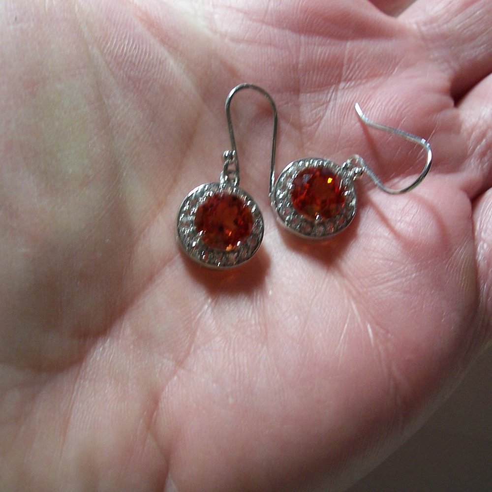 Orange Sterling Silver Earrings
